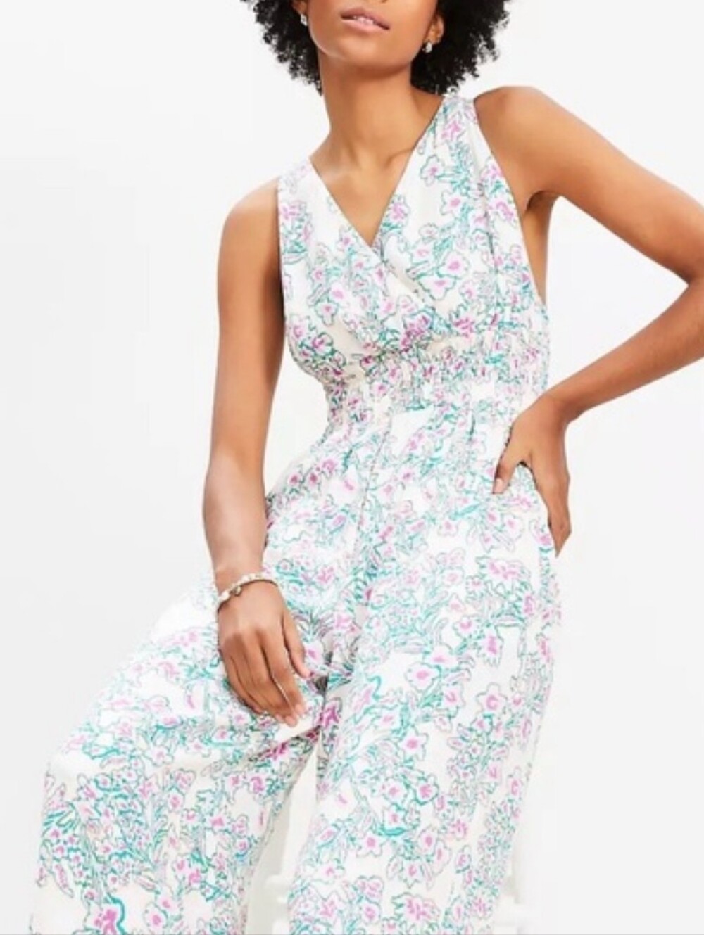 Loft Floral Crisscross Jumpsuit